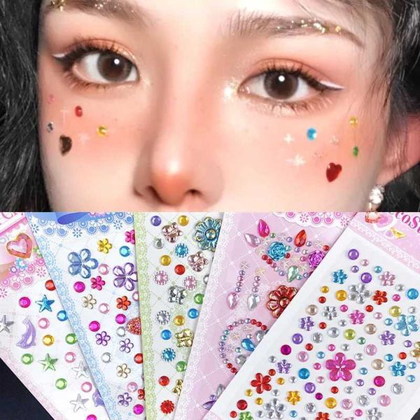 Transfert de tatouage Tattoo Tatoo Party Rhingestone Facial Sticrow Sticker Eye Sticker Front Face Sticker ACRYLIC GEM CHANDRENS Autocollant Toys 240427