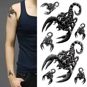 Transfert de tatouage Stickers de tatouage imperméable 3D Black Black Scorpion Personnalité de main masculin Art Faux Tatouage Bran Correcteur Tatouage temporaire 240426