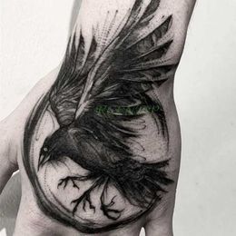 Tattoo -overdracht Waterdichte tijdelijke tattoo sticker Eagle Crow Gothic oog nep tatto flash tatoo hand achter arm kunst tatoeages voor jongen vrouwen mannen 240426