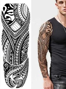 Transfert de tatouage étanche étanche à tatouage temporaire masque totem flèche géométrique manche de bras complet tatouage faux tatouage tatouage pour hommes femmes 240426