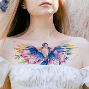 Transfert de tatouage étanche à tatouage temporaire d'oiseau fleur d'oiseau sexy