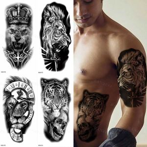 Transfert de tatouage Autocollant de tatouage temporaire imperméable Big Tiger Lion Wolf Rose bras tatouage hipster tatouage homme femme tatouage Body Tattoo Art Tatuajes 240426
