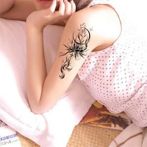 Tattoo -overdracht Waterdichte tijdelijke tattoo sticker zwarte slang draak totem flash tatto bloemen rozen body art arm nep tatoo mannen vrouwen 240426