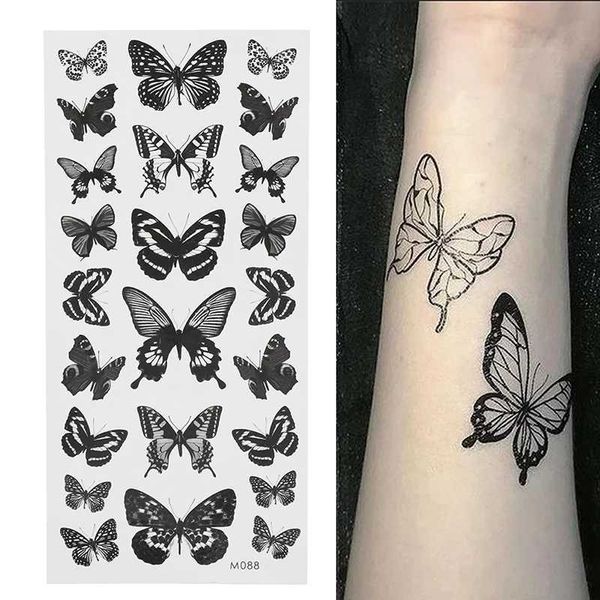 Transfert de tatouage Autocollant de tatouage temporaire imperméable 3D Butterfly Small Corps Art faux tatouage flash tatouage Pied de poignet pour les filles 240426