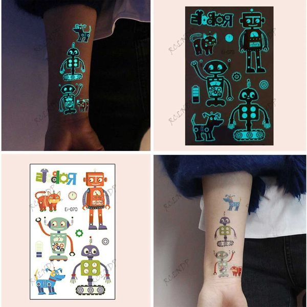 Transfert de tatouage étanche à tatouage temporaire de tatouage Robot motif lumineux faux tatouage flash tatoo tato pour filles hommes 240427