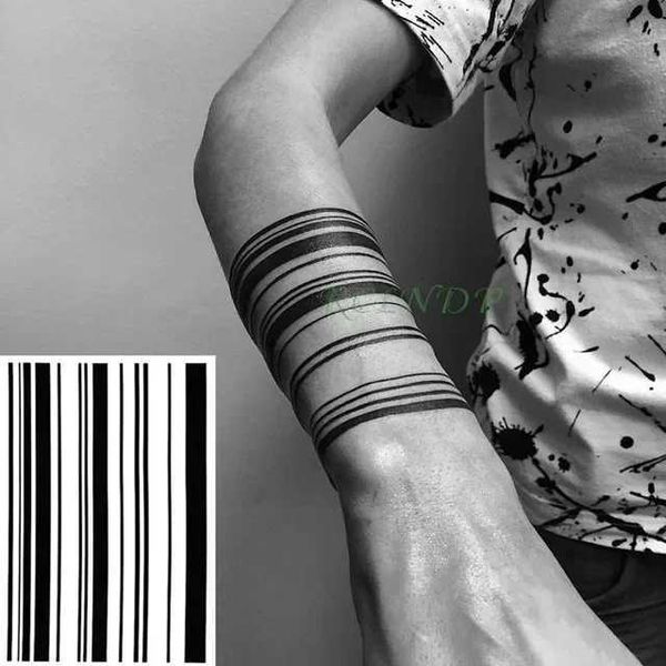Transfert de tatouage étanche à tatouage temporaire autocollant Stripe Bar Code Streak Line FaTTO Tatto Flash Tatoo Totem Back Leg Abdomen Arm For Men Women 240426