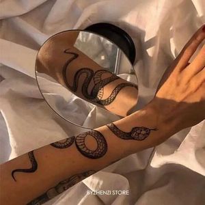 Tatouage Transfert Femmes S Noir Snake Dark Vin Temporaire Tatouage Tatoo Stickers For Men Absterproof Body Secals Animal Snake Cool Faux Tattoos 240426