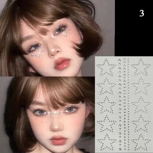 Transfert de tatouage y2k 3d Face bijoux cristal diamant diy étoile coeur yeux strass étanche kpop face tatoue autocollants art fête décoration 240426