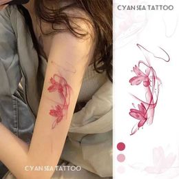 Tattoo Transfer Y2K Pink Butterfly Tattoos temporales para femeninos Sakura Sakura Waterproop Tattoo Statters Art Dureza Sexy Fake Tattoo 240426