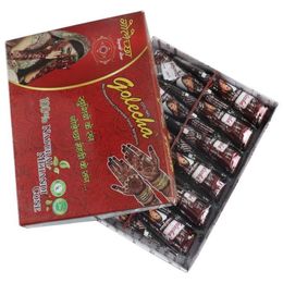 Tatouages 12pcs indien Mehndi couleur marron pâte de henné cône dessin temporaire pour tatouage pochoir femmes maquillage doigt pieds crème pour le corps