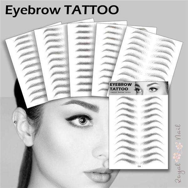 Tatouages 17pcs faux sourcils magiques 4D autocollant de tatouage de sourcil capillaire imperméable à l'eau maquillage durable autocollants de sourcils à base d'eau cosmétiques