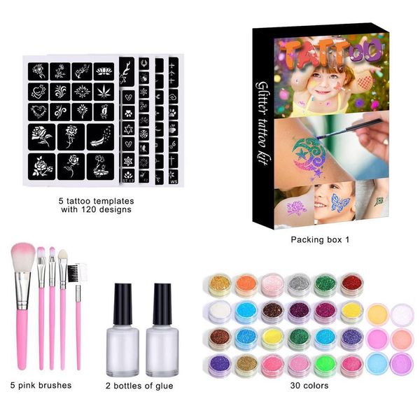 Tatouages 30 couleurs Face fluorescent corporel art peinture à l'huile de peinture d'huile temporaire kit de tatouage Halloween Party Fancy Dishing Beauty Makeup Tool