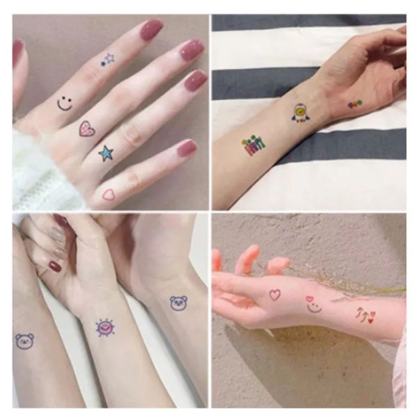 Tatouages 30pcs de style coréen dessin animé autocollant sexy couleur temporaire mignon tatouage autocollant doigt le manche de manche