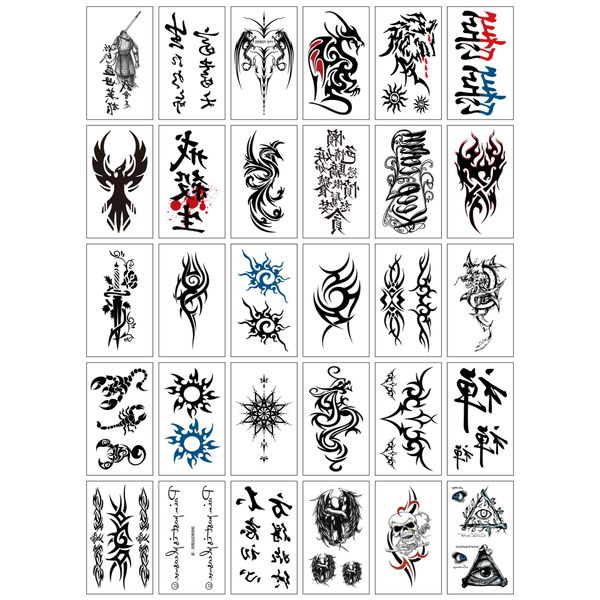 Tatouages 30 pièces tatouages temporaires pour femmes hommes enfants imperméable petit noir foncé visage autocollants fleurs lettres faux tatouage enfant Body Art