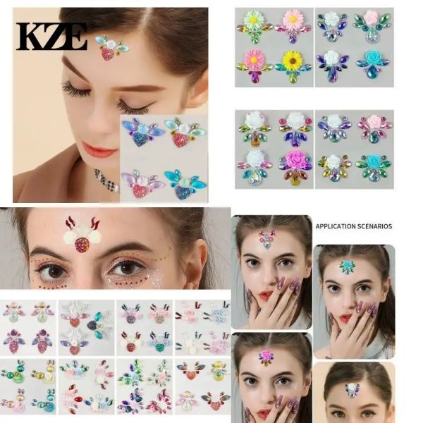 Tatouages 3d Crystal Tattoo Autocollant Eyes Drift Stickers Party Face Stickers Face Decoration Diamond Masquerade Tatouage temporaire bijoux