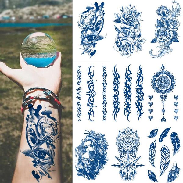 Tatuajes 50 Unids Jugo Tinta Arte Corporal Tatuaje Duradero Impermeable Etiqueta Temporal Flash Brazo Tigre León Dragón Moda Falso Hombre Mujeres Tatuajes