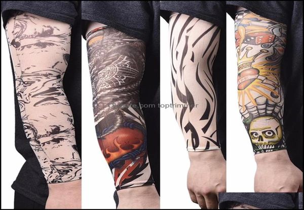 Tatouages art santé beauté chauffante nylon élastique faux tatouage temporaire conceptions de manches corporelles bas de corps tatoo pour les hommes cool femmes 1642411