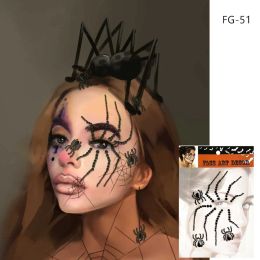 Tatouages Black Spider et Snake Designs Half Face Make Up Decor Super pour votre Halloween et votre fête