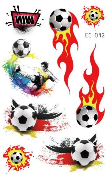 Tatouos boy enfant tatouage temporaire autocollant motion football flamme conception de carrosserie art tatoo mains pied étanche faux tatouage autocollant