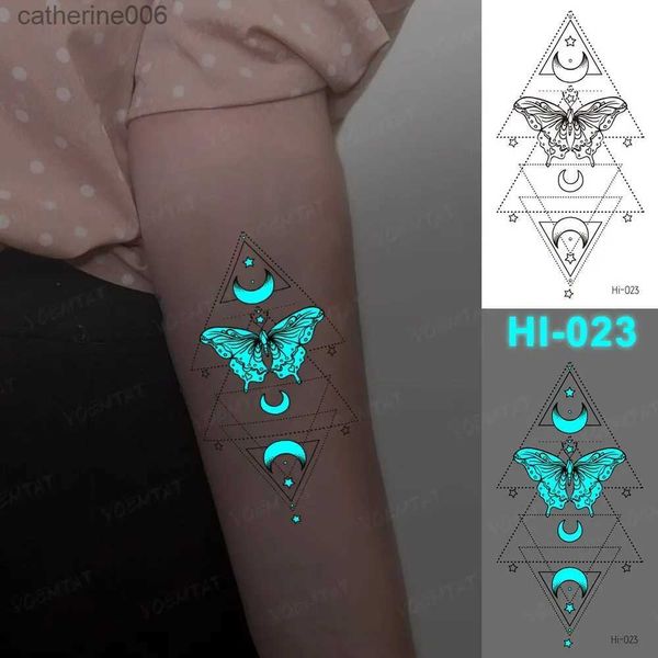 Tatuajes Pegatinas de dibujo de colores 5 UNIDS Luminoso Impermeable Etiqueta Engomada Del Tatuaje Temporal Astas Pluma Mariposa Serpiente Resplandor Flash Tatto Mujeres Hombres Brazo Tatuajes FalsosL23