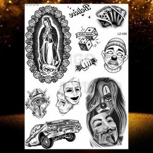 Tatoeages Gekleurde Tekening Stickers Chicano Bandit Mexico Tijdelijke Tatoeages Voor Mannen Vrouwen Nep Auto Nun Tattoo Religie Stickers Realistisch Terug Waterdicht TatoosL231