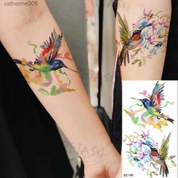 Tatoeages Gekleurde Tekening Stickers Gekleurde Roos Mode Voeten Tijdelijke Tatoeages Voor Vrouwen Volwassen Kolibrie Zonnebloem Fake Tattoo Body Art Wasbare Tatoos StickerL2