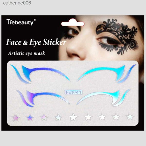 Tatouages autocollants de dessin colorés visage Art décor nouveau arc-en-ciel couleur maquillage yeux autocollants Laser visage décoratif maquillage Eyeliner autocollants femmes fête tatouage autocollants L2