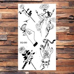 Tatouages colorés dessin autocollants lettre fleur tatouages temporaires pour femmes adultes réaliste papillon pissenlit arbre vie faux tatouage autocollant corps tatouages fleurL