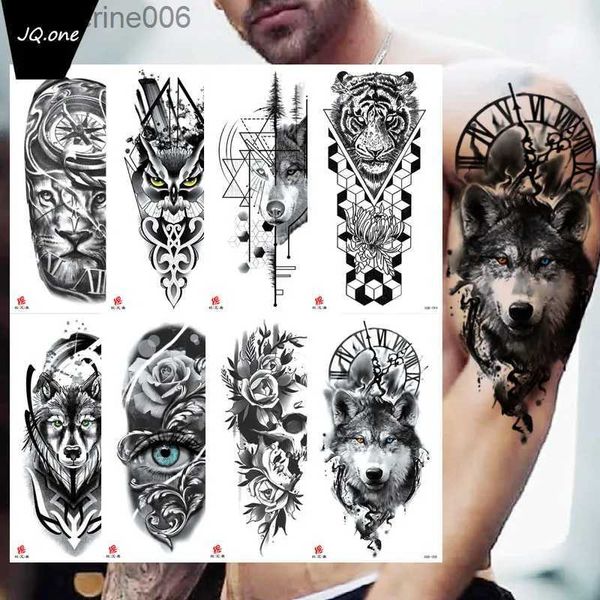 Tatuajes Pegatinas De Dibujo De Colores Pequeño Brazo Completo Etiqueta Engomada Del Tatuaje Temporal A Prueba De Agua Cabeza De Lobo Cabeza De Tigre Tatuaje De Flor Arte Corporal Etiqueta Engomada Del Brazo Hombres Y MujeresL231128