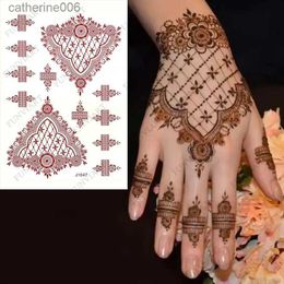 Tatouages autocollants de dessin colorés tatouages au henné imperméables pour la main marron marron fleur autocollants de tatouage temporaire faux tatouage pour les femmes de mariage TatooL231128