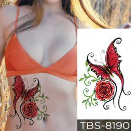 Tatoeages Gekleurde Tekening Stickers Waterdichte Tijdelijke Tattoo Sticker Roos Hart Flash Tatoeages Vlinder Kant Bloem Body Art Arm Water Transfer Fake Tatoo WomenL2