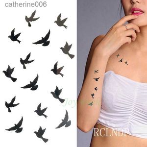 Tatuajes Pegatinas de dibujo de colores Etiqueta engomada del tatuaje temporal a prueba de agua Golondrina mosca pájaro Flash Tatuaje Falso Tatuaje brazo pierna Muñeca Pie mano para niña Hombres Mujeres niños L231128