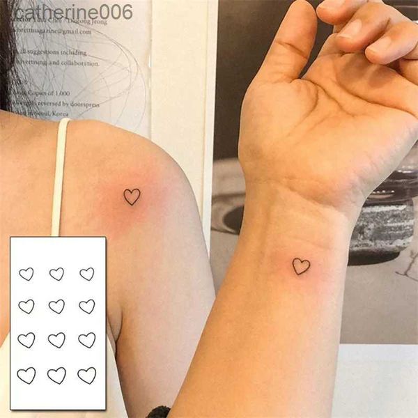 Tatuajes Dibujo De Colores Pegatinas Tatuaje Temporal A Prueba De Agua Etiqueta Negro Dibujado A Mano Diseño De Corazón Arte Corporal Tatuaje Falso Tatuaje Flash Muñeca Tobillo MujerL231128