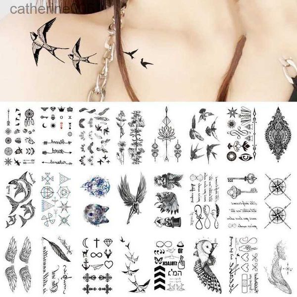 Tatouages autocollants de dessin colorés autocollants de tatouage temporaire imperméables femmes maquillage complet du corps Dayan ailes décalcomanie Flash faux tatouages pour hommes femmes L231128