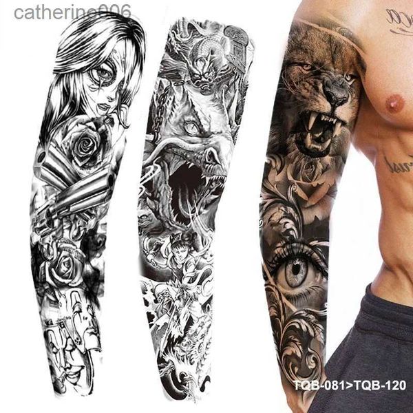 Tatuajes Pegatinas De Dibujo De Colores Etiqueta Engomada Del Tatuaje Temporal A Prueba De Agua Cráneo León Brazo Completo Tatuaje De Manga De Gran Tamaño Tatuaje Falso Tatuaje Flash Para Hombres MujeresL231128