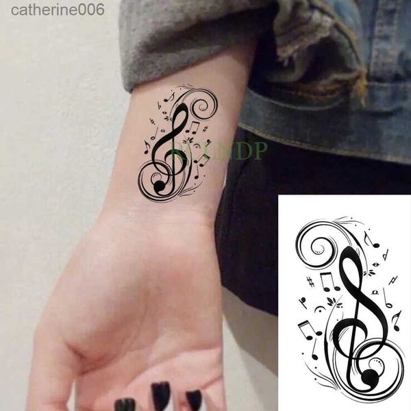 Tatuajes Pegatinas de dibujo de colores Etiqueta engomada del tatuaje temporal a prueba de agua Tatuajes de notas musicales Flash Tatuaje falso Tatouage Tatto para hombres, mujeres y niñosL231128