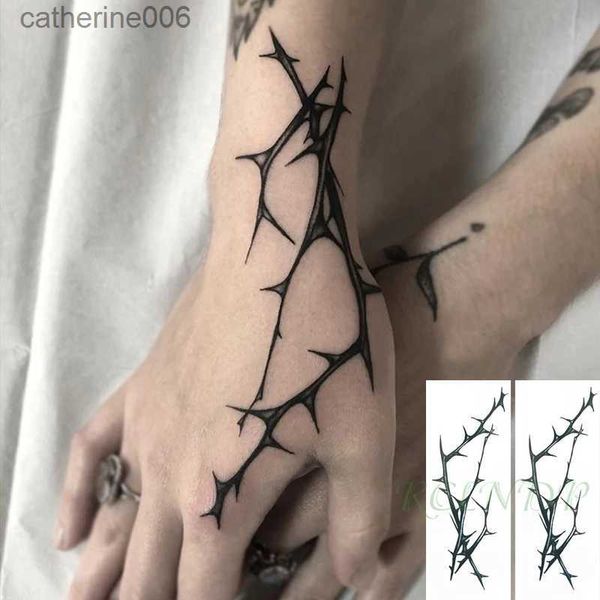 Tatuajes Pegatinas de dibujo de colores Etiqueta engomada del tatuaje temporal a prueba de agua Diseño de rama de árbol negro Tatuaje falso Flash Tatuaje Brazo Mano Arte corporal para mujeres Hombres L231128