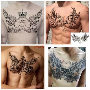 Tatoeages duivel vleugels schedel kruis tattoo sticker mannen en vrouwen achter borst waterdichte bloem leeuw body art nep tattoo cool tattoo sticker