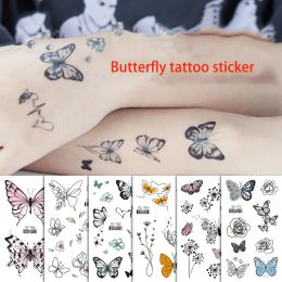 Tatouos fleur tatouage autocollant fleur de fleur femmes face corps bras jambe tatouage autocollant papillon
