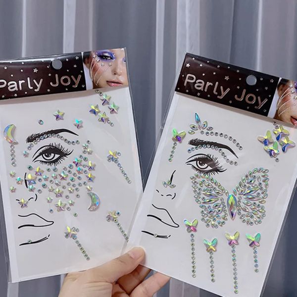 Tatuajes Glitter Face Jewelry Sticker Joyas Joyas Diamante Arte de maquillaje delineador de ojos Tattoo Tattoo Tattoo Fiest Baily Makeup Imhinestones