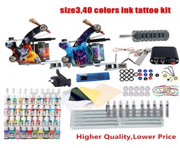 Tattoos machinegeweer Set 61440 kleuren inkten Pigment Disposable naalden mini voeding Beginner Tattoo Pen Permanente make -up body8249927