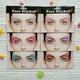 Tatouages Nouveaux strass 3d pour le visage Bright Face Stickers Festival Festival Adhesive Glitters Face Makeup Crystals Diamond Gems Jewels Stickers