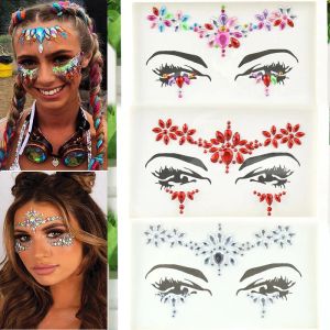 Tatouages Nouvelles strass 3d pour le visage Festival Festival Crystaux Adhesive paillettes pour le visage Gems bijoux Sticker Diamond Face Bright