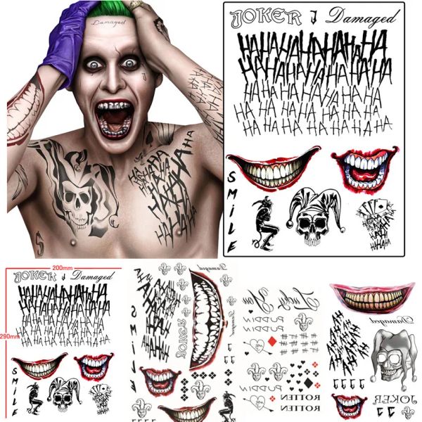 Tatouages tatouage halloween zombie cicatrise autocollants face festival vampire tatouage hommes femmes imperméables tatoo garçons faux corps autocollant sexy sexy