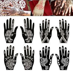 Tatoeages tijdelijke tattoo stencil hand henna diy body art sticker sjabloon bruiloft gereedschap professioneel India mode sticker bloemen stencil
