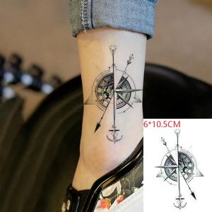Tatoeages Waterdichte tijdelijke Tattoo Sticker Compass Arrow Roman Clock Anchor Small Body Art Flash Tattoo Fake Tattoo For Women Men