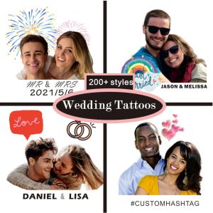 Tatouages WP Mariage personnalisé Autocollant de tatouage temporaire Envoyez simplement une photo et nous avons créé les conceptions que vous voulez, tatouage de couple facile