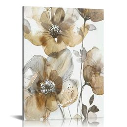Taupe Spring Poppy II Canvas Wall art