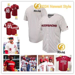 Tavian Josenberger Jared Wegner Arkansas Maillot de baseball 10 Peyton Stovall Cousu sur mesure Brady Slavens 8 Jace Bohrofen Kendall Diggs Maillots Arkansas