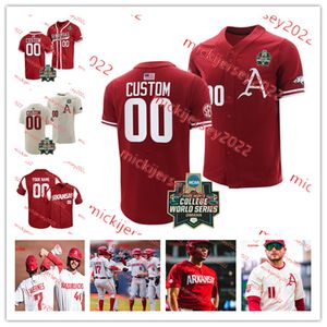 Tavian Josenberger Jared Wegner Maillot de baseball Arkansas Peyton Stovall Cousu sur mesure Hommes Jeunesse Brady Slavens Jace Bohrofen Kendall Diggs Maillots Arkansas